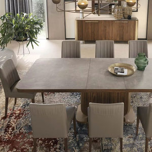 Table à manger rectangulaire moderne en bois massif Daystar Trade avec base en piédestal cannelé, design à bords arrondis, capacité de 6 personnes - Product Image 3