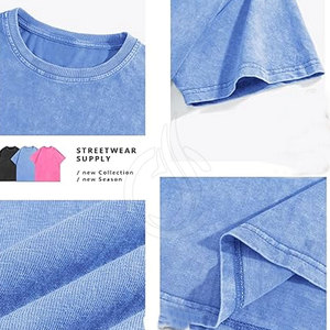 เสื้อยืดโอเวอร์ไซส์ทรงหลวมสไตล์วินเทจ ล้างสีแบบแอซิดวอช ผ้าถักเนื้อนุ่ม น้ำหนักเบา แฟชั่นสตรีทแวร์ลำลองสำหรับฤดูร้อน - Product Image 4