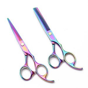 Ensemble de 2 pièces de qualité professionnelle en acier inoxydable ciseaux de coupe de cheveux de barbier vis réglable pointue étiquette personnalisée pour la beauté - Product Image 6