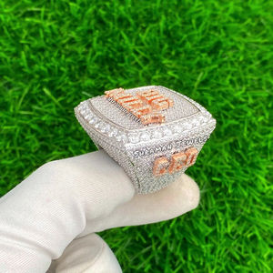 Men's Hiphop Style Rhodium Plated 925 Silver Custom <b>Initial</b> Letter Name Iced Moissanite Pave VVS Diamond Engagement Wedding <b>Ring</b> - Product Image 5