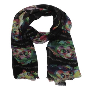 Wholesale Fashion <b>Scarf</b> Square Polyester Scarfs Custom Logo Print Leaf Polka Dot Design Durable Lightweight Breathable Summer - Product Image 1