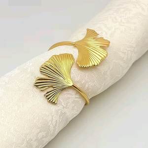 Anneaux de serviette en aluminium doré de haute qualité, écologiques, style minimaliste américain, 2,5 cm, élégants, pour la décoration de table - Product Image 1
