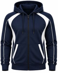 Sudadera con capucha y cremallera para hombre, de forro polar, color blanco/negro, mangas regulares, estilo casual urbano, ideal para invierno - Product Image 3