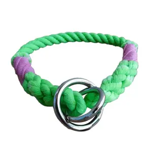 Seil Hunde halsband mit Messing O-Ring Papagei grün Ombre Haustier Halsbänder benutzer definierte Ombre Haustiere Leinen und Zubehör Hunde produkte