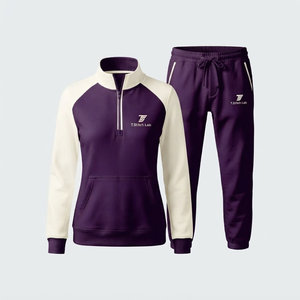Conjunto Casual de Dos Piezas para Mujer, con Cierre de Cremallera de un Cuarto, Mangas Largas, Logotipo Personalizado, Diseño Sólido, Secado Rápido y Transpirable - Product Image 2