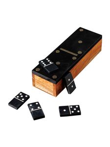 Juego de Dominós Negros Brillantes con Caja de Madera, Piezas de Juego de Resina Artística, Decoración Coleccionable para el Hogar, Juego de Dominós de Regalo, Color Negro - Product Image 2