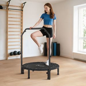 Mini Trampolín Plegable de 40 Pulgadas para Adultos, Rebotador con Marco de 10 Pies para Uso Doméstico, Negro, con Asa de Espuma Ajustable de PP para Ejercicios de Salto - Product Image 2
