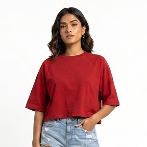 T-shirt Boxy à Épaules Tombantes pour Femme, Col Rond Oversize, T-shirt Boxy d'Été pour Dames, T-shirt Boxy de Sport pour Femmes - Product Image 1