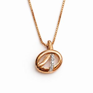 Cadena con Colgante de Diamantes Americanos en Oro Rosa de 18 Quilates para Mujer |   Cadena Minimalista para Uso Diario - Product Image 4