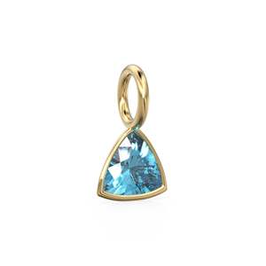 Swiss Blue Topaz 5mm 14k Yellow <b>Solid</b> <b>Gold</b> Charm <b>Pendant</b> Bezel Jewelry Finding / November Birthstone / Trillion Cut Blue - Product Image 3