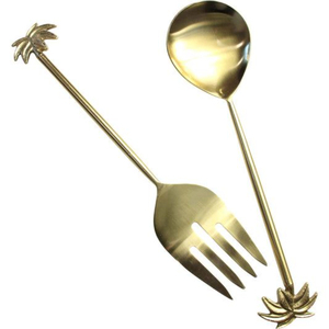 Wholesale Luxury <b>Gold</b> Handle Salad Servers Set Brass & Stainless Steel Serving Utensils For Home Kitchen Dining & Restaurant Use - Product Image 4