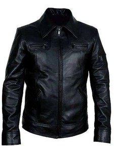 Chaqueta de Cuero Estilo Motero Retro Buster Slim Fit - Product Image 1