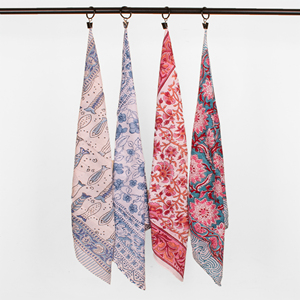 Pañuelo de Algodón Orgánico, Estilo Vintage, Diseño Floral Multicolor, Tejido, Hecho en India, Ecológico - Product Image 4