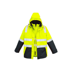 Hi Vis Waterproof Reflective Puffer Jacket Men Winter Workwear Hooded Thermal Safety <b>Coat</b> with Reflective Stripes - Product Image 3