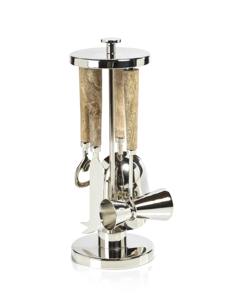 Juego de herramientas de barra premium con mango natural, acabado de acero inoxidable y soporte para clubes, bares domésticos y eventos, venta al por mayor desde India - Product Image 6