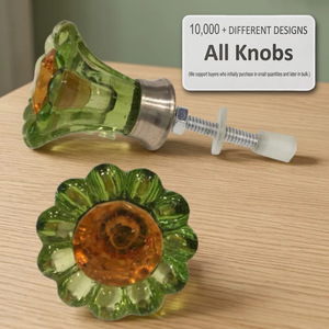 Poignée de commode en verre Ba, design industriel vert-orange, écologique, multifonction, installation facile - Product Image 2