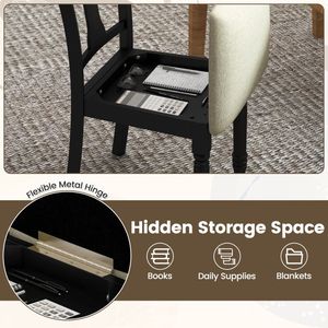 Chaise de salle à manger de style farmhouse avec revêtement en lin, design empilable robuste, légère avec rangement dissimulé - Product Image 2