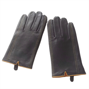 Gants de travail en cuir, texture lisse, antidérapants, durables, usage général, poignets droits - Product Image 2