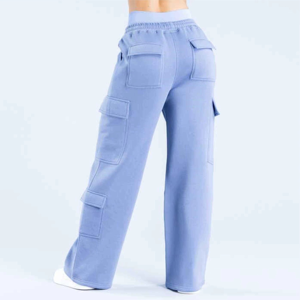 Pantalon évasé en molleton de coton pour femme, style streetwear, respirant, écologique, pour l'entraînement, coupe ample, séchage rapide, avec poches – Meilleure vente - Product Image 2
