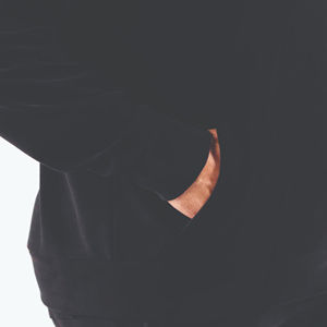 Men's Custom Black Hooded Tracksuit Full Sleeve Casual Autumn Wear With Side Pockets <b>Skinny</b> Fit Solid Color Breathable - Product Image 6