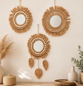Espejo de Pared Estilo Boho - Decoración Redonda de Ratán - Espejo Decorativo Colgante - Regalo para Dormitorio o Sala de Estar - Product Image 3