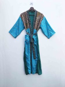 Sari de Seda Vintage para Mujer, Ropa de Dormir, Kimonos, Batas para la Playa, Kimono de Algodón con Estampado Floral para Interiores - Product Image 2