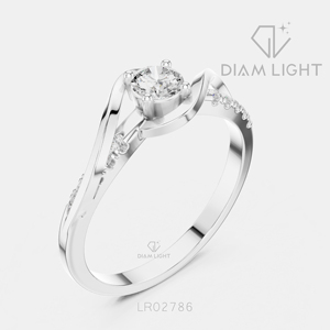 Bague élégante en diamant de laboratoire taille ronde 0,25 carat en or blanc 14 carats, certifiée IGI, couleur F+, clarté VS+, bijoux fins pour femme, cadeau - Product Image 2