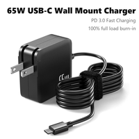 Adaptor Daya Charger Laptop USB-C GaN 65W PD 3.0 Pengisian Cepat untuk MacBook Dell HP Lenovo Kompatibel dengan Semua Perangkat USB-C