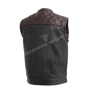 Chaleco de Cuero para Motocicleta, Corte Diamante, Estilo Biker, Sin Mangas, para Verano, Transpirable, para Club de Motociclistas - Product Image 5