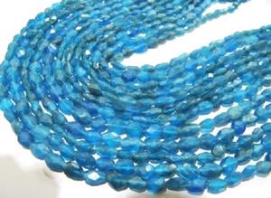 Perles ovales facettées en apatite néon naturelle authentique, vendues par brin de 13 pouces de long - Product Image 3