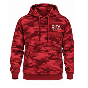 <b>Red</b> Camo Pullover <b>Hoodie</b> Men Custom Camouflage Printed Fleece Sweatshirt Kangaroo Pocket Drawstring Long Sleeve Casual Sports - Product Image 1