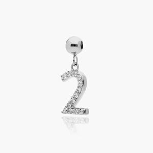 Colgante de Diamante Número 2 de Lujo con Certificado IGI en Oro Blanco de 14K, Colgante Minimalista con Número de la Suerte, Regalo para Bodas y Fiestas - Product Image 4