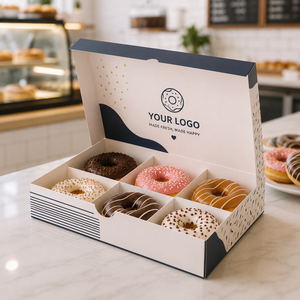 Cajas de Papel para Pasteles y Donas para Llevar, Cajas Desechables para Empacar Alimentos con Separadores - Product Image 1