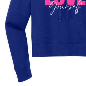 Sweat à capuche court en molleton bleu, mélange de coton doux, manches longues, pull décontracté et tendance pour femme, idéal au quotidien - Product Image 4