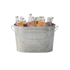 Seau à glace et bac à vin classique grand format pour bar et discothèque, bac ovale galvanisé avec poignée - Product Image 1