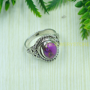 Natural Purple Copper Turquoise <b>Ring</b> 925 Sterling <b>Silver</b> Handmade Boho <b>Statement</b> <b>Ring</b> for Women VintageDesigner Gemstone Jewelry - Product Image 6