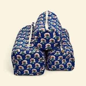 ชุดกระเป๋าเครื่องสำอางแบบควิลท์ลายดอกไม้สั่งทำขายส่ง 3 ชิ้น พร้อมซับในกันน้ำ ผลิตจากผ้าฝ้าย ผู้ผลิตกระเป๋าเครื่องสำอาง - Product Image 3