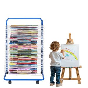 Séchoir à peinture en acier au carbone avec 25 étagères amovibles, 23,75 x 17,5 x 38 pouces, avec roues verrouillables et système de séchage de peinture - Product Image 1