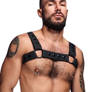 Mens Black Leather Chest Harness Adjustable Straps BDSM Bodywear <b>Male</b> <b>Bondage</b> <b>Gear</b> - Product Image 4