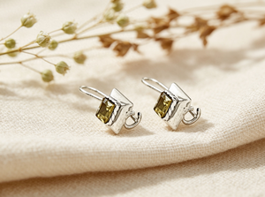 Orecchini Pendenti in Argento 925 con Topazio di Art Palace, Montatura Geometrica, Classici da Donna per Uso Quotidiano - Product Image 2