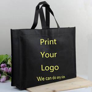 Custom Printed Handle Non Woven Shopping <b>Bag</b> Large Size <b>Long</b> Handle Letter Pattern Daily Use Tote <b>Bag</b> - Product Image 4