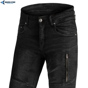 Men's Motorcycle Safety Jeans Aramid Reinforced Denim Riding Pants with CE <b>Knee</b> Protectors - Product Image 4