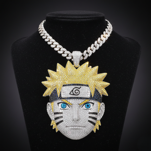 Collier Pendentif Guerrier Feuille Discrète, Bijoux Fins, Pendentifs et Breloques, Plaqué Rhodium, Moissanite, Chaîne de Bijoux Rap - Product Image 1