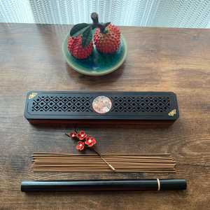 Natural Sandalwood <b>Incense</b> Burner Magnetic Wooden <b>Box</b> with Laying Plate for Home Decor - Product Image 6