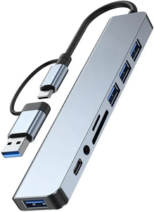 ฮับ USB 8 พอร์ต อะแดปเตอร์แปลง USB C แบบหลายพอร์ต วัสดุอะลูมิเนียมอัลลอย พร้อมช่องอ่านการ์ด SD TF และช่องเสียบเสียง 3.5 มม. สำหรับแล็ปท็อป - Product Image 5