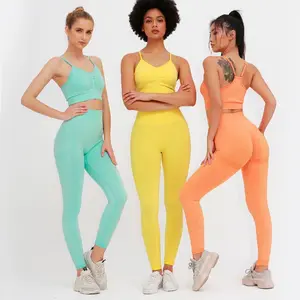 Vêtements actifs Ensemble de soutien-gorge et leggings de yoga en coton de haute qualité pour femmes Ensembles de yoga respirants Fitness pour femmes avec broderie