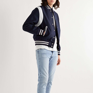 Super Badges Company's Oversize Black Varsity Jacket Cotton Sleeves <b>Stand</b> Front High Quality Fabric Winter <b>Work</b> New Arrival Sale - Product Image 2