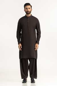 Elite Dark Brown Cotton <b>Kurta</b> <b>Men</b> Salwar Kameez Premium Fabric Wrinkle Formal Office Wear <b>Kurta</b> Set Indian & Pakistani Clothing - Product Image 2