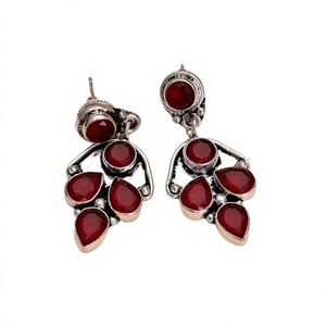 Pendientes Colgantes de Plata de Ley 925 con Cornalina Roja Oxidada, Hechos a Mano, Estilo Vintage, con Piedras Preciosas, para Mujer, Venta al por Mayor - Product Image 6