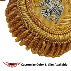 KEW - Epaulettes de Hombro de Metal Amarillo Bordados de Alta Calidad, Tamaño Personalizable, Accesorio Decorativo de Lujo - Product Image 3